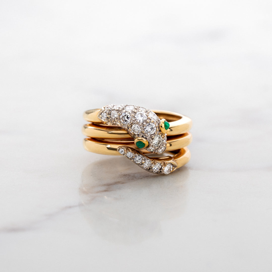 Vintage Emerald Eyed Snake Ring