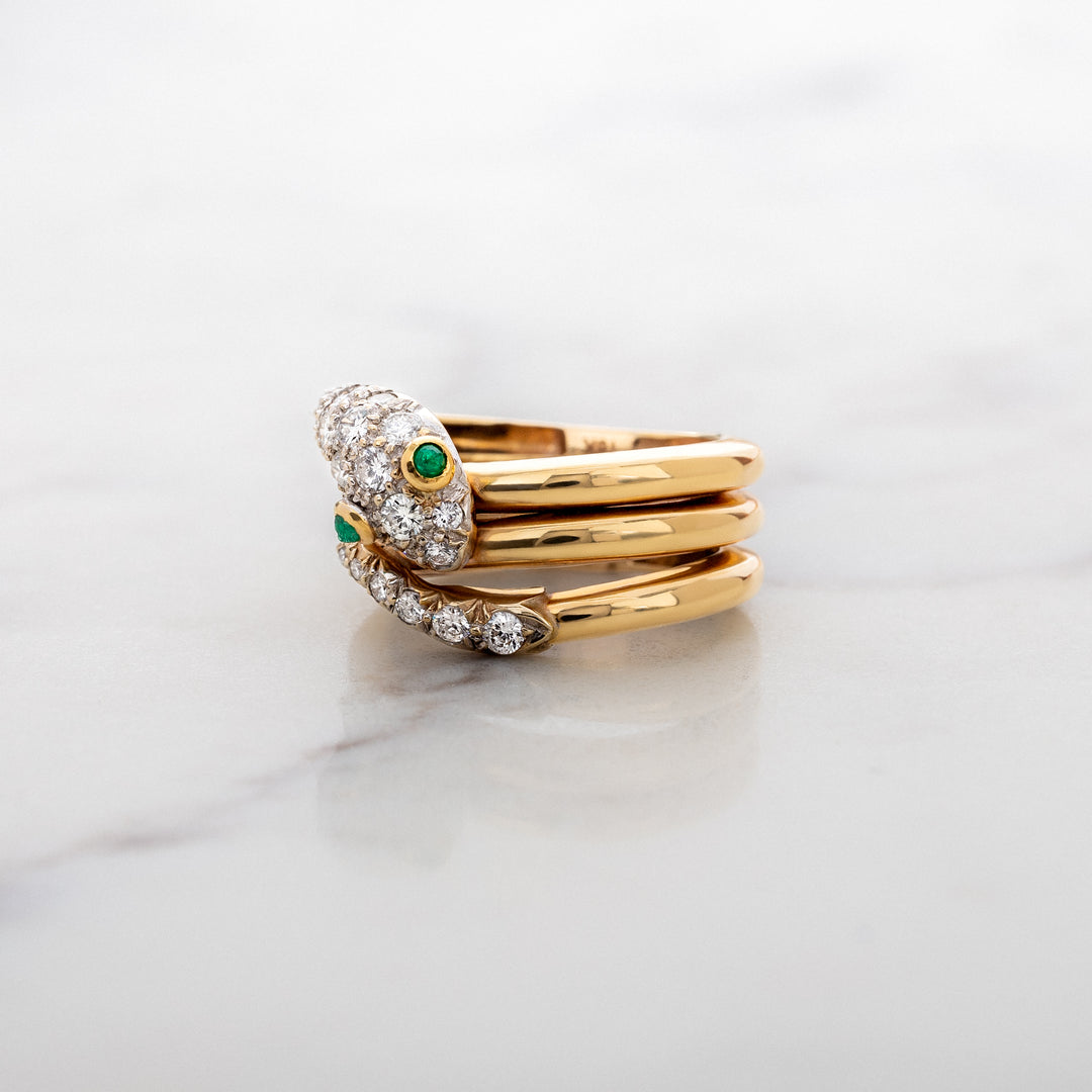 Vintage Emerald Eyed Snake Ring