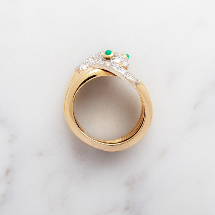 Vintage Emerald Eyed Snake Ring