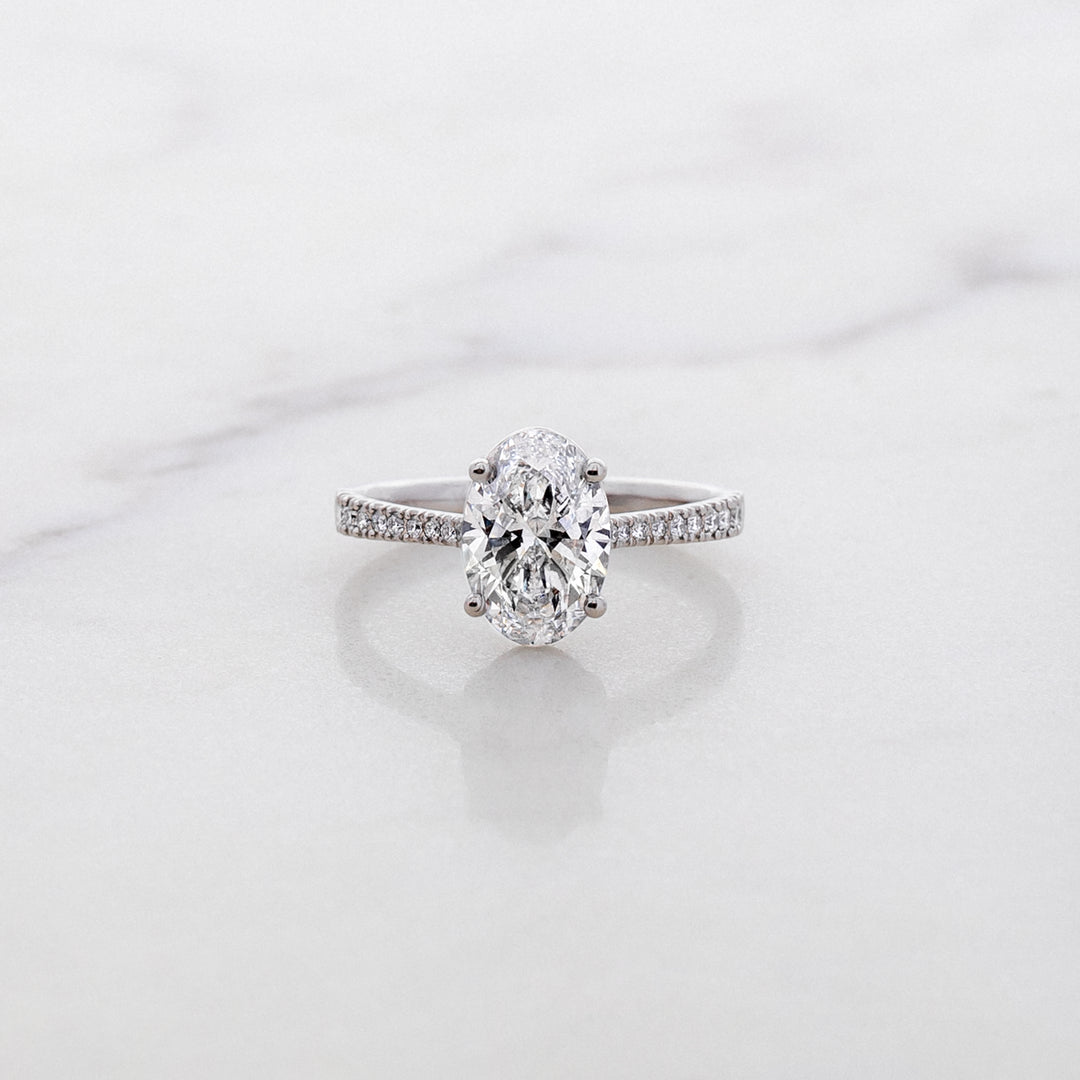 Rose Oval Solitaire with Diamond Band