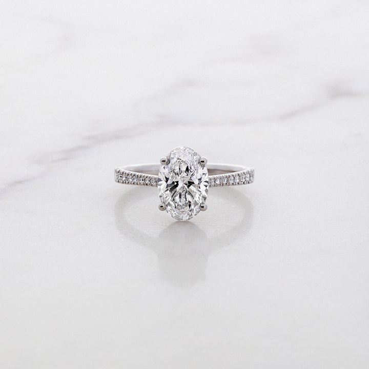 Rose Oval Solitaire with Diamond Band
