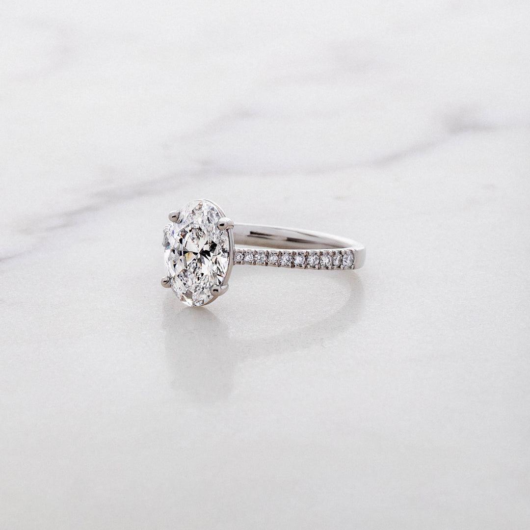 Rose Oval Solitaire with Diamond Band