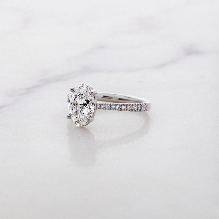 Rose Oval Solitaire with Diamond Band