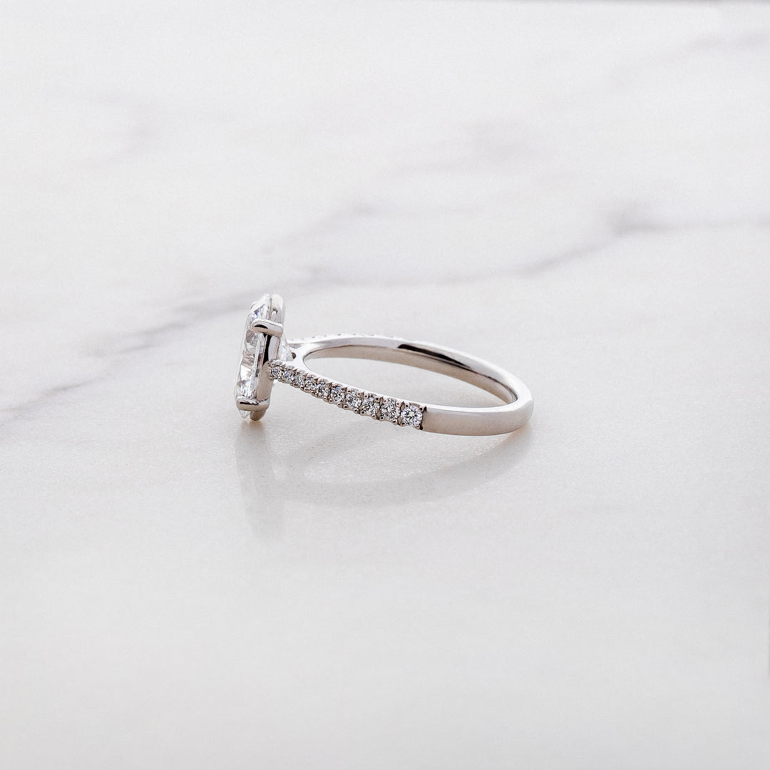 Rose Oval Solitaire with Diamond Band