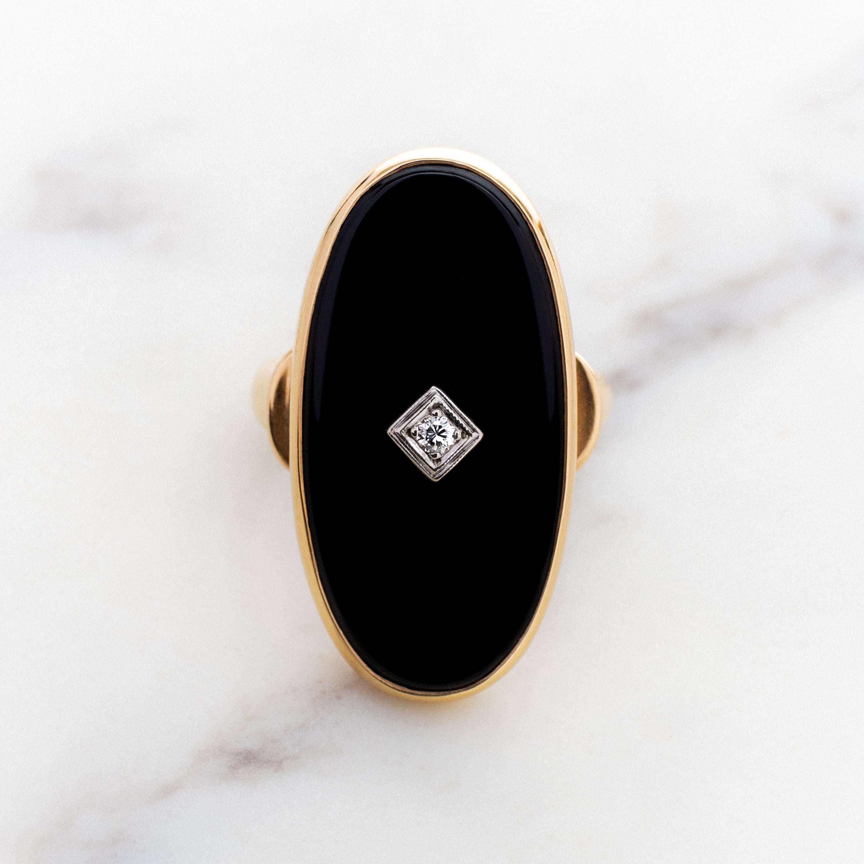 Outlets Vintage Serling Opework Huge Onyx Ring 7