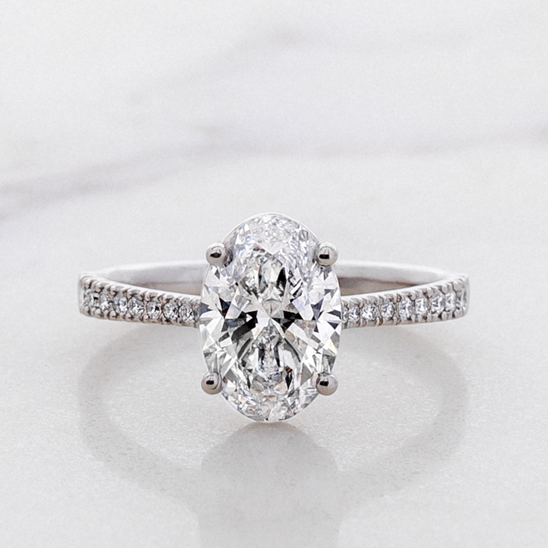 Rose Oval Solitaire with Diamond Band
