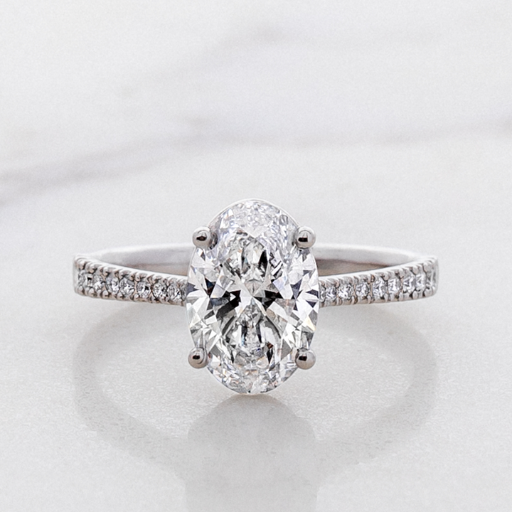 Rose Oval Solitaire with Diamond Band