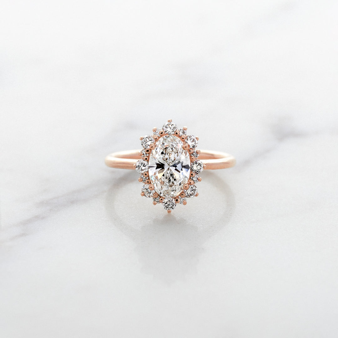 Violet Oval Halo Ring