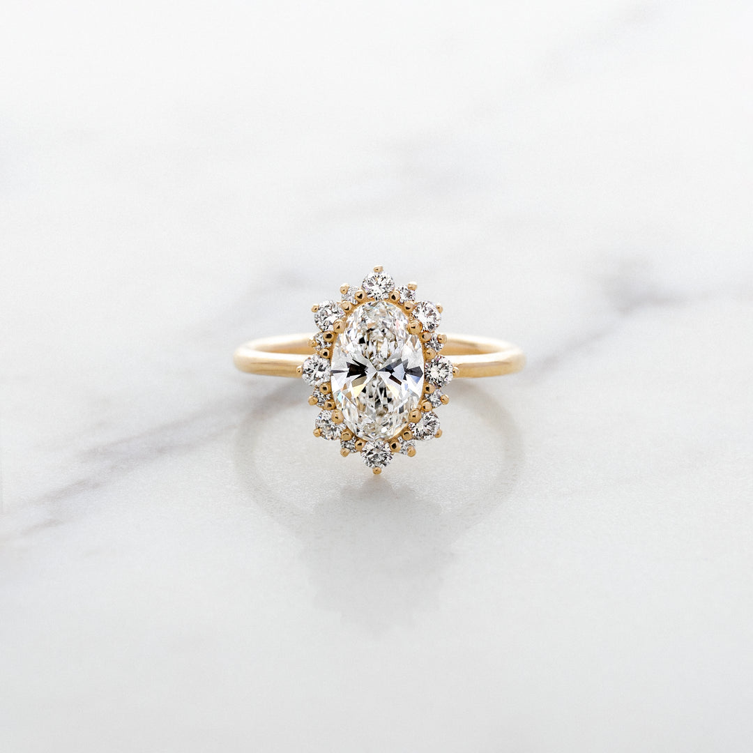 Violet Oval Halo Ring