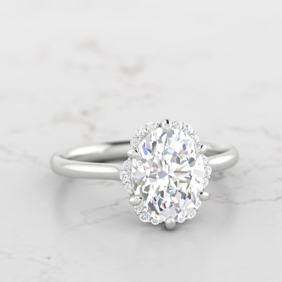 Ranunculus Oval Halo Ring