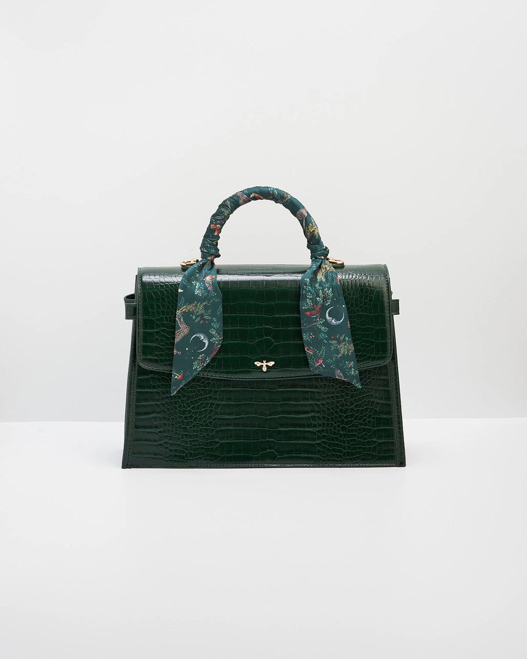 Eliza Top Handle Tote in Forest Green Croc