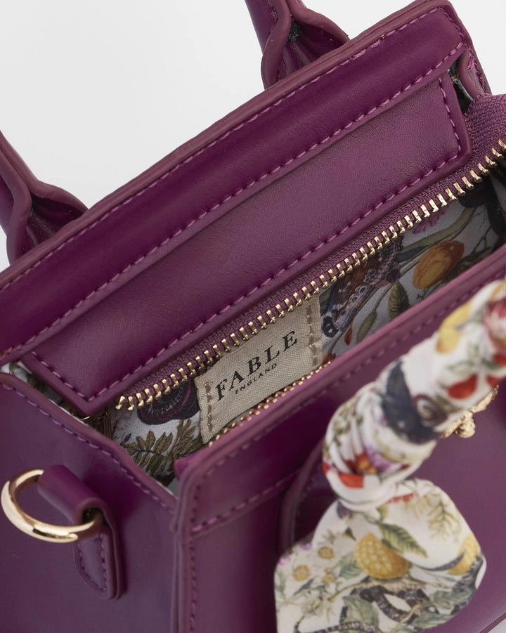 Fable Floral Engravings Mini Plum Tote