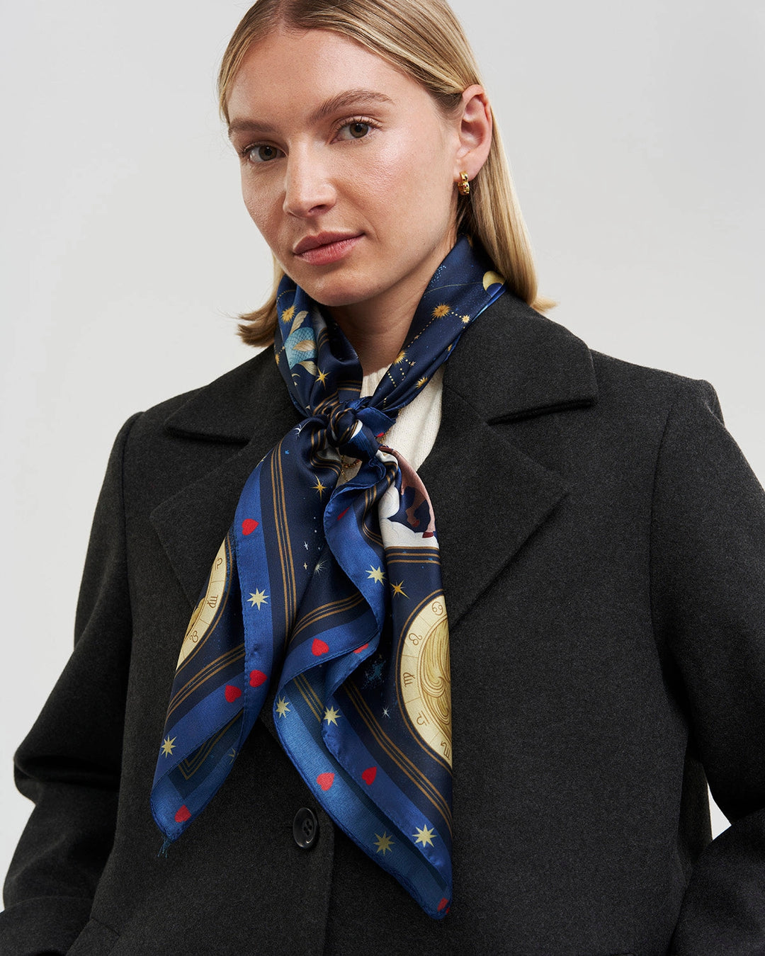 Zodiac Square Scarf in Navy