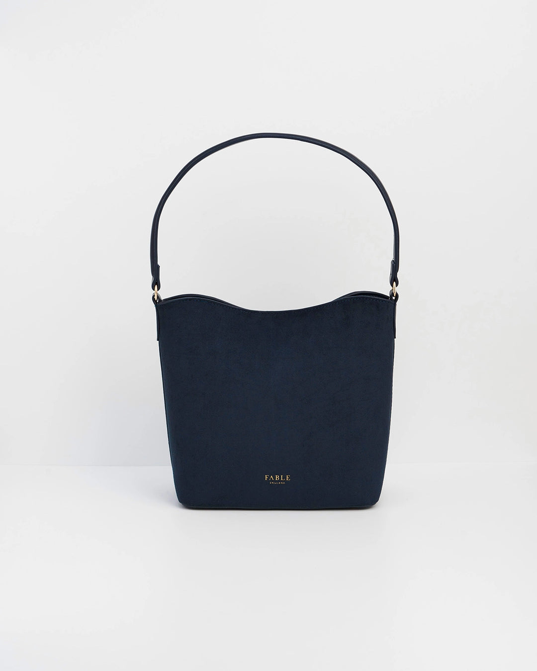 Margot Floral Applique Bucket Purse in Navy Suede