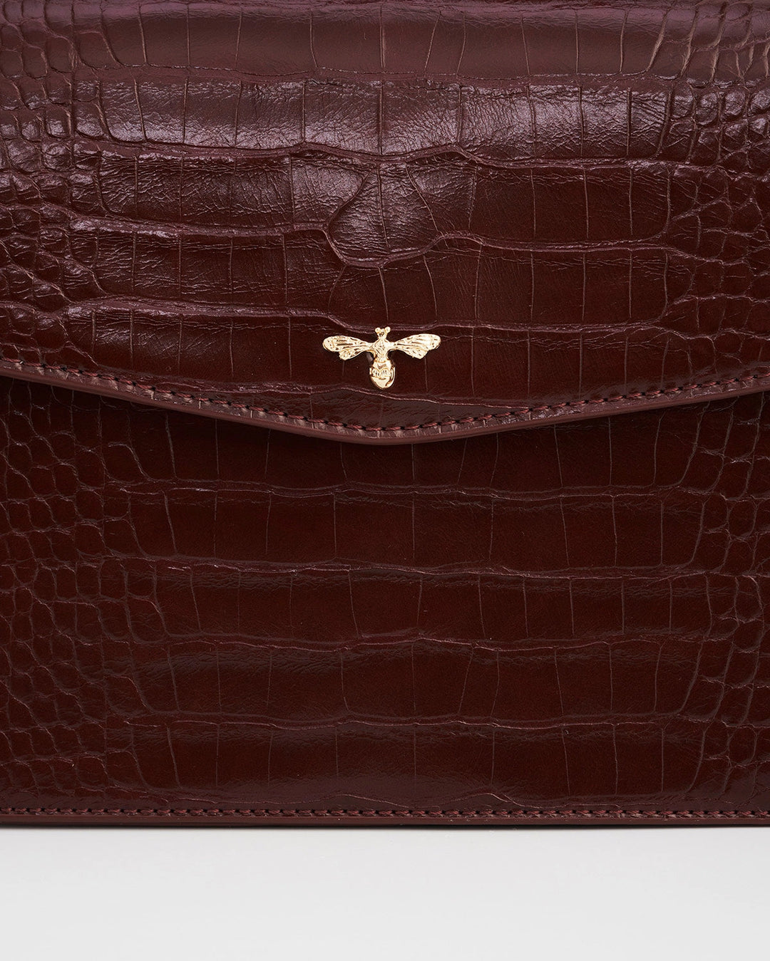 Eliza Small Top Handle Tote in Burgundy Croc