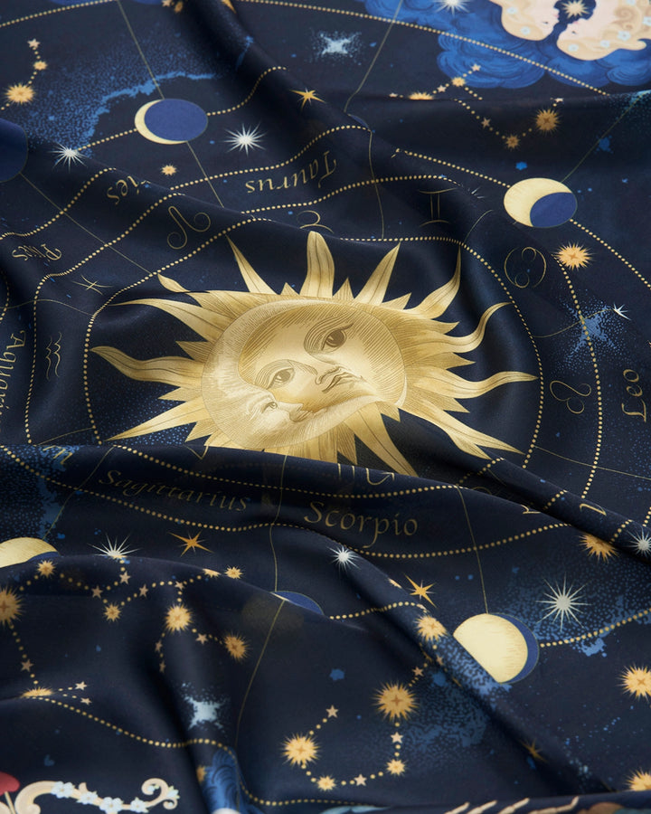 Zodiac Square Scarf in Navy