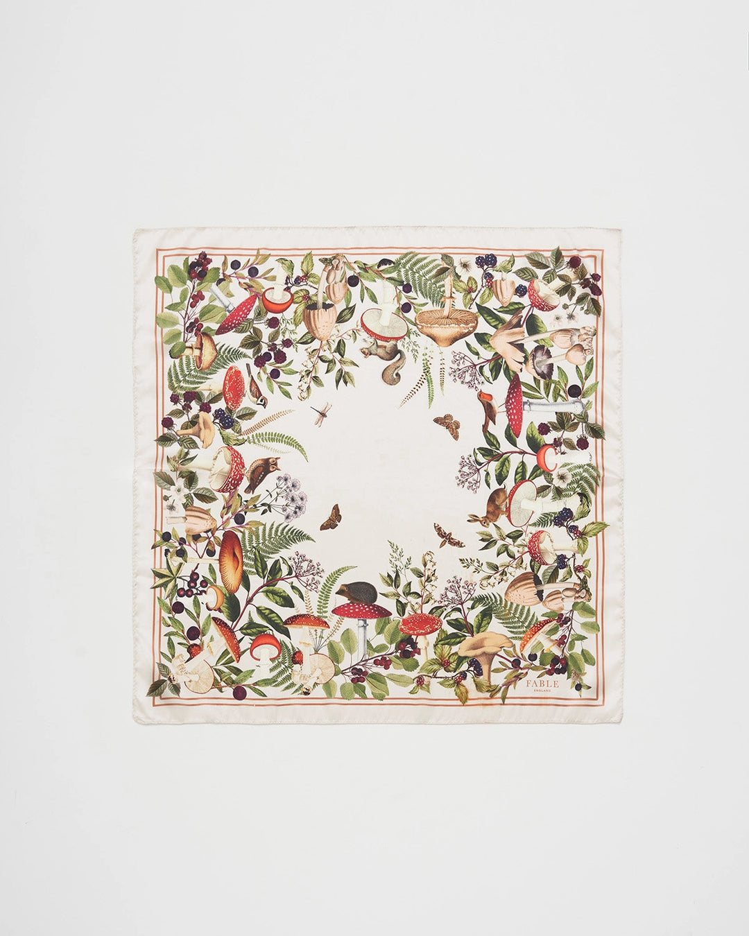 Orla Mushroom Small Square Scarf in Ivory