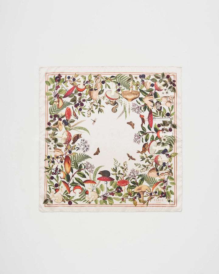 Orla Mushroom Small Square Scarf in Ivory