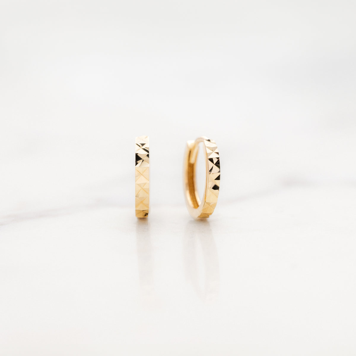 Petite Faceted Hinged Hoop Earrings