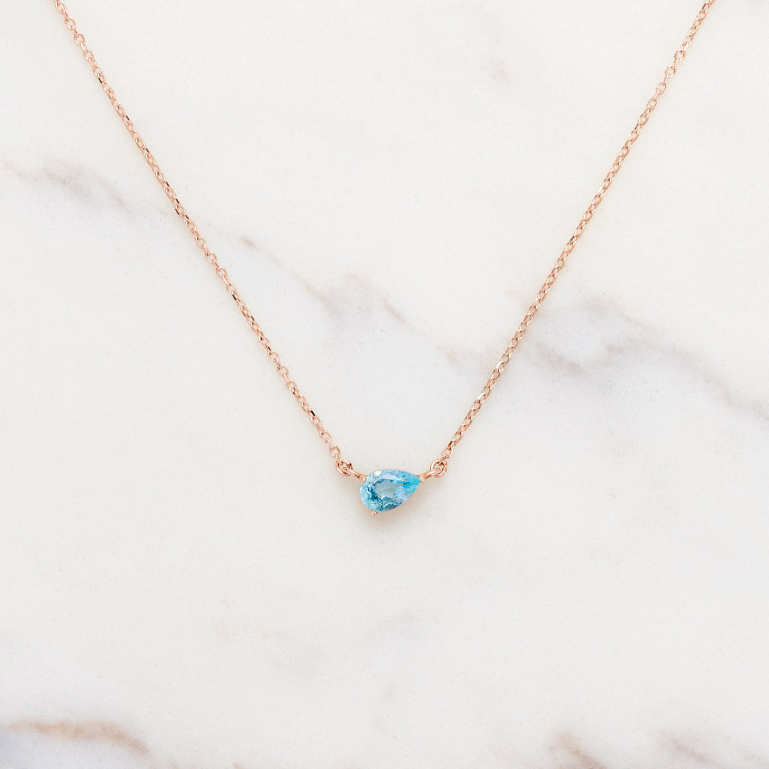 Pear Cut Blue Topaz Necklace