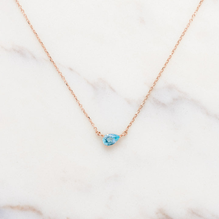 Pear Cut Blue Topaz Necklace