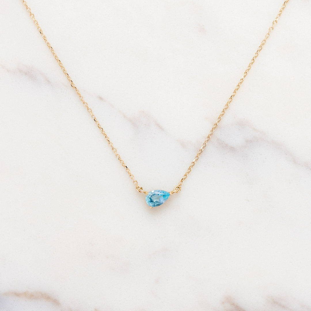 Pear Cut Blue Topaz Necklace