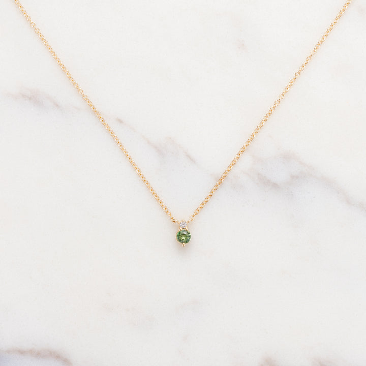 Green Sapphire and Diamond Necklace