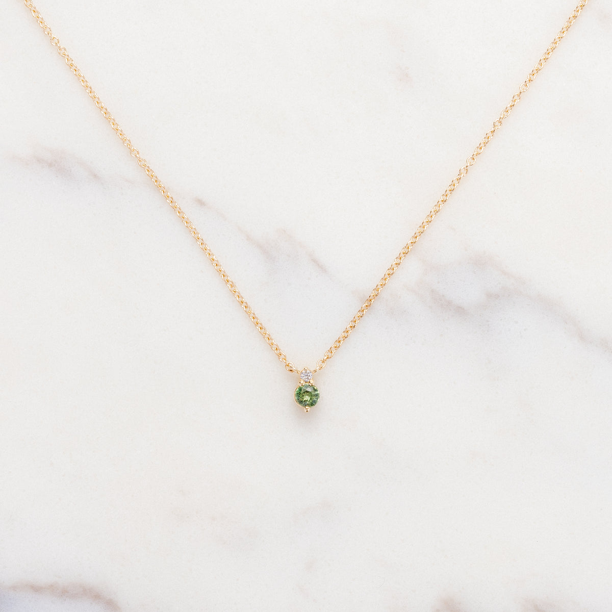 Green Sapphire and Diamond Necklace