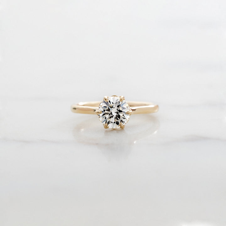 6 Prong Diamond Flower Ring