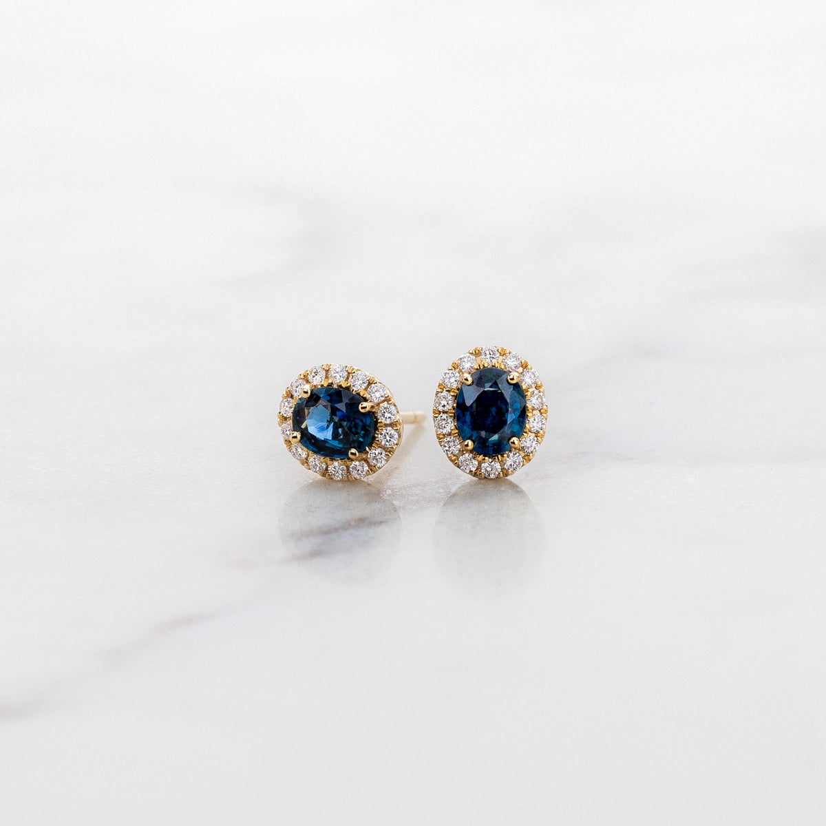Sapphire Studs with Diamond Halo