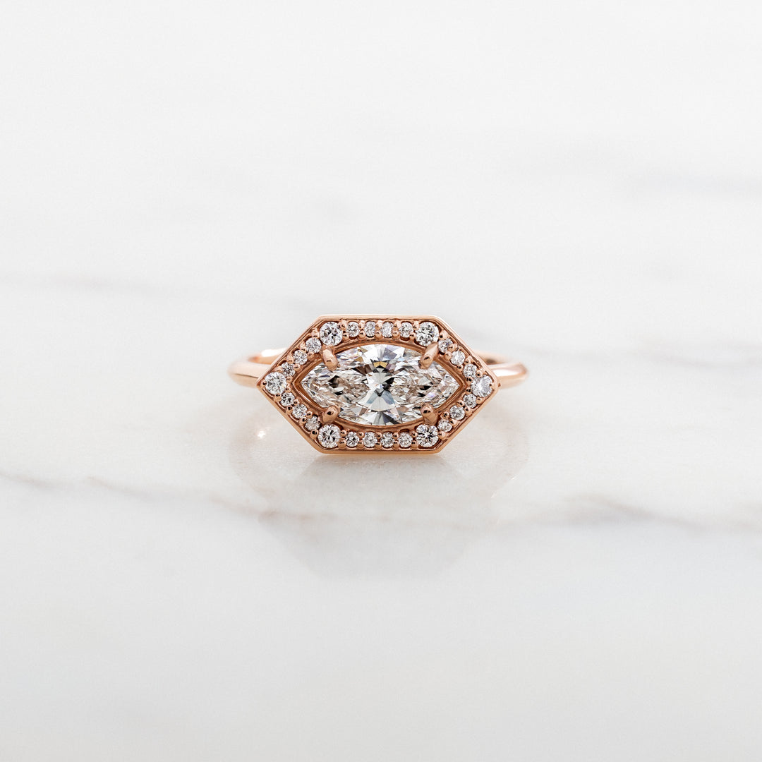 Marquise with Hexagonal Halo Ring