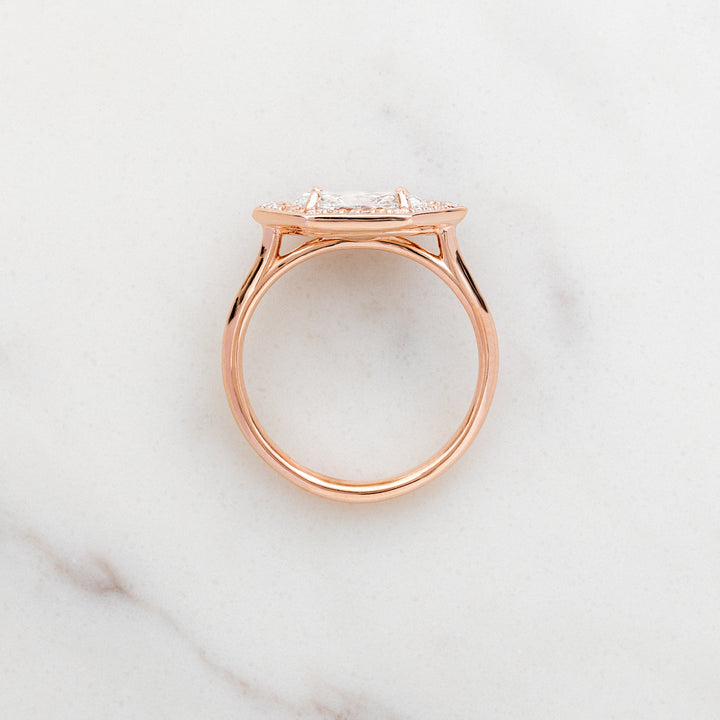 Marquise with Hexagonal Halo Ring