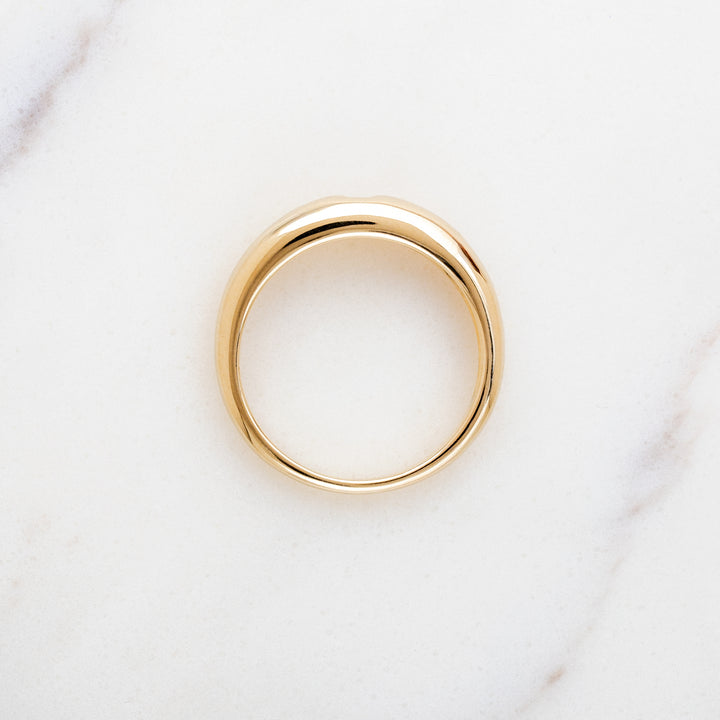 Tapered Puff Ring with Diamond Baguettes