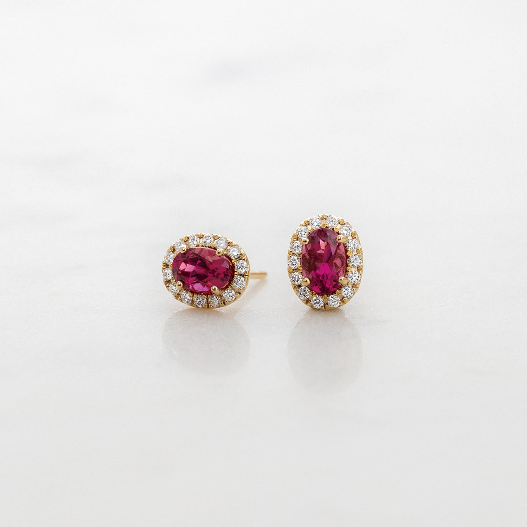 Pink Tourmaline Halo Earrings