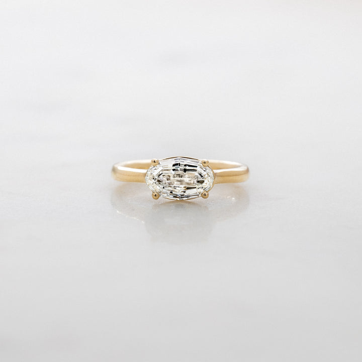 Rose Solitaire Ring with Step Cut Oval Lab Grown Diamond