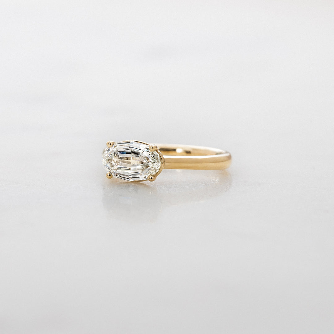 Rose Solitaire Ring with Step Cut Oval Lab Grown Diamond