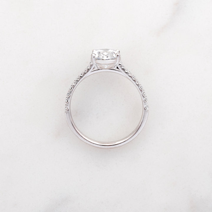 Rose Oval Solitaire with Diamond Band