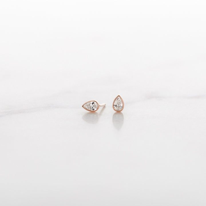 Bezel Set Pear Diamond Studs