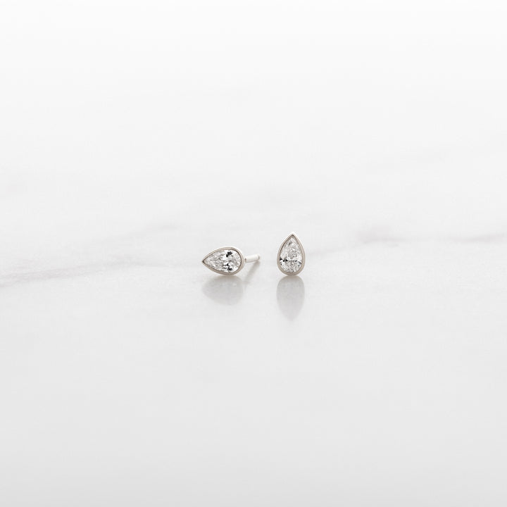 Bezel Set Pear Diamond Studs