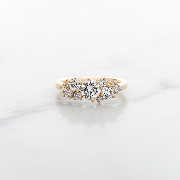 Asymmetrical Cluster Style Engagement Ring