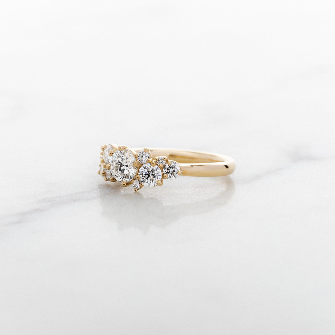 Asymmetrical Cluster Style Engagement Ring
