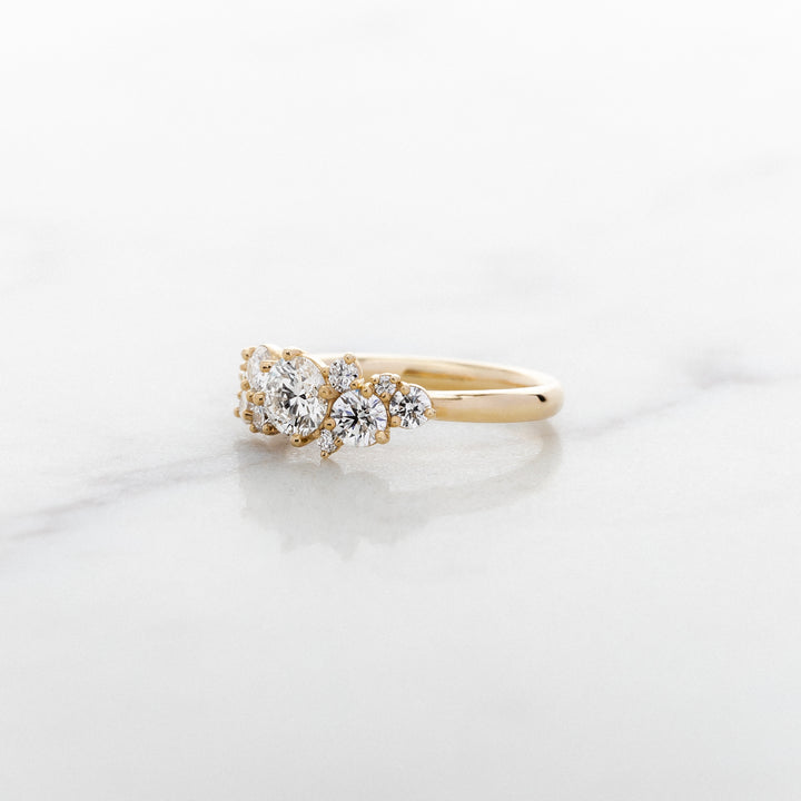 Asymmetrical Cluster Style Engagement Ring