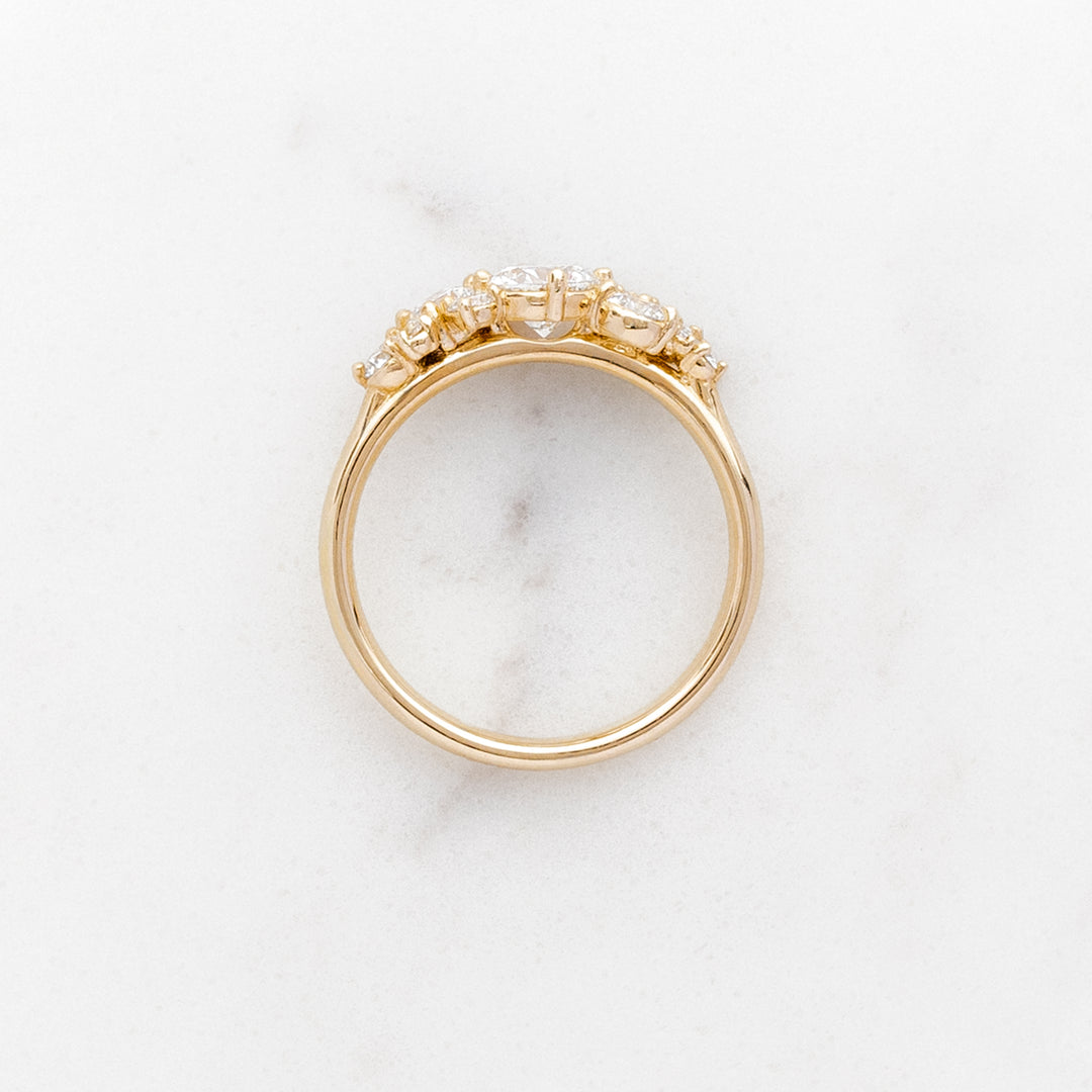 Asymmetrical Cluster Style Engagement Ring