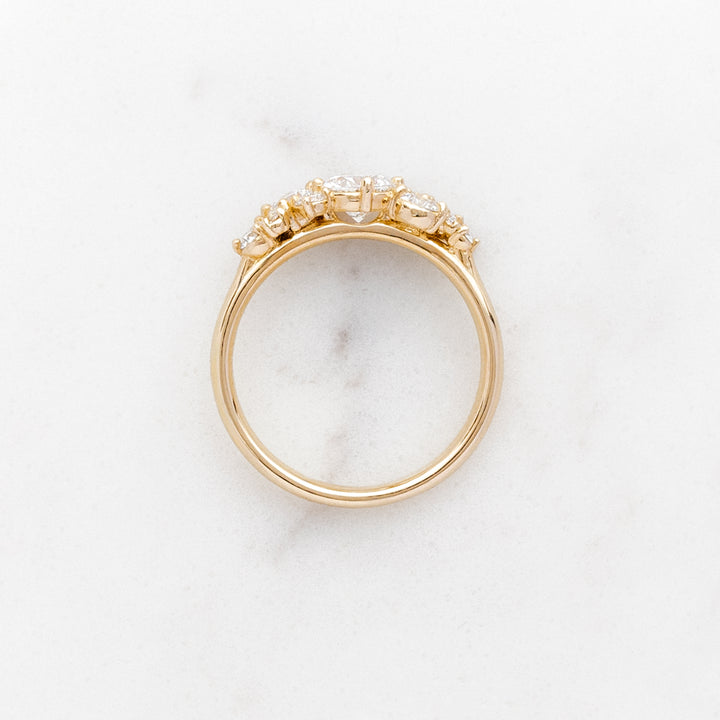 Asymmetrical Cluster Style Engagement Ring