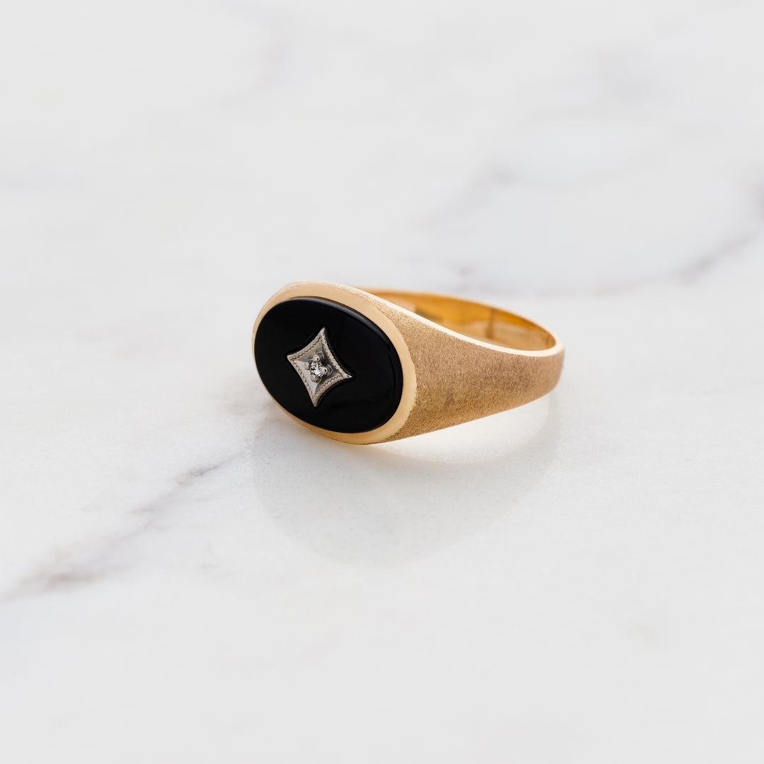 Vintage Black Onyx Signet Ring