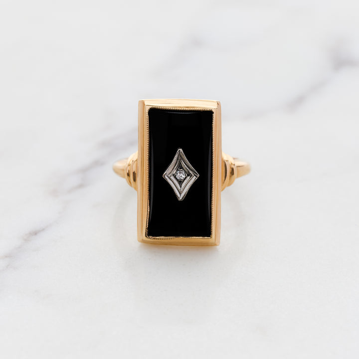 Vintage Rectangular Black Onyx Ring