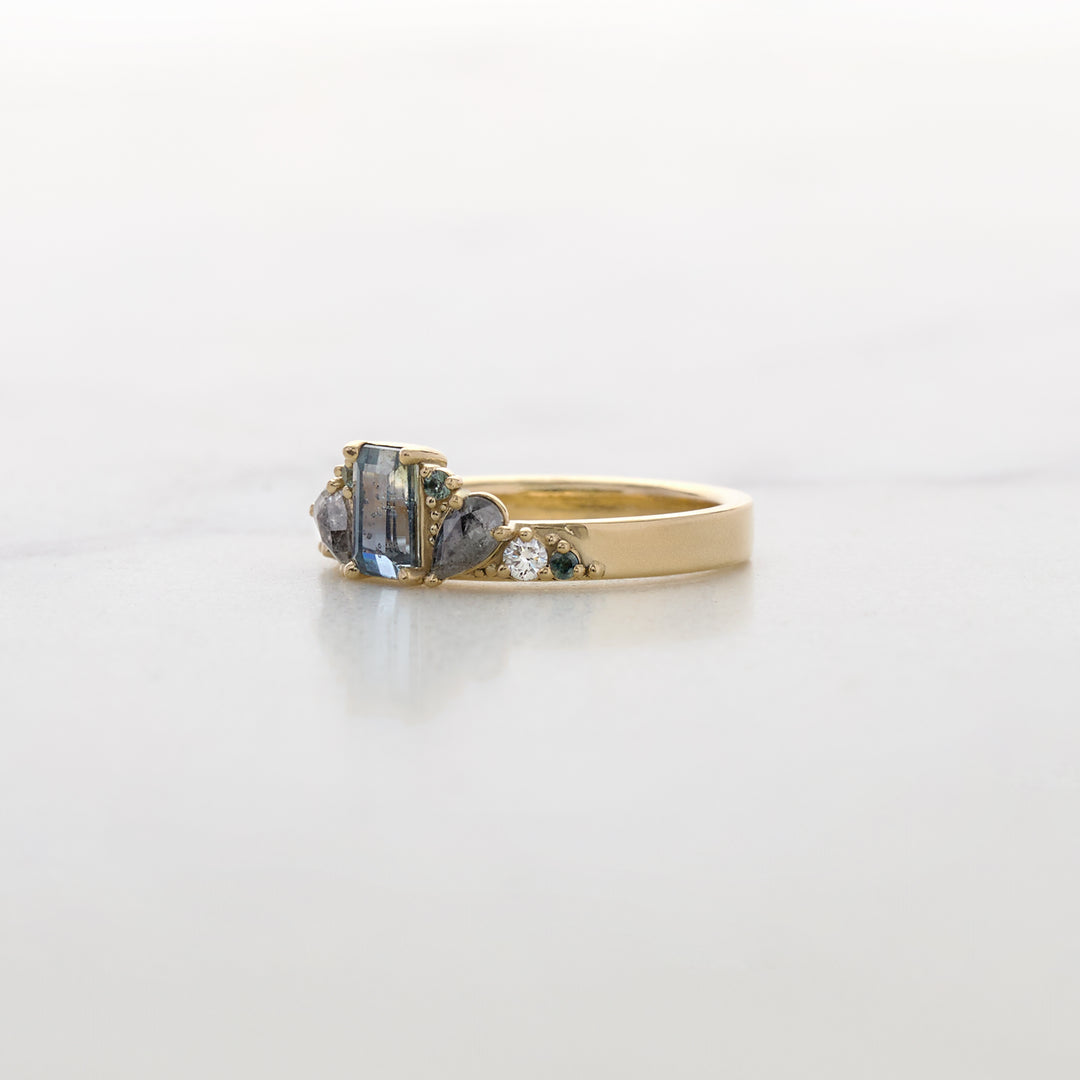 Sapphire & Galaxy Diamond Fan-style Band