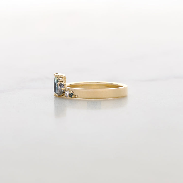 Sapphire & Galaxy Diamond Fan-style Band