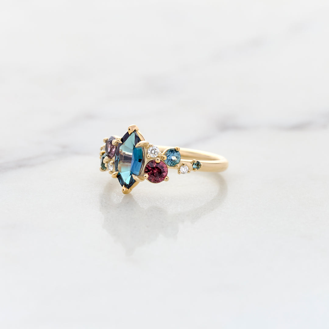 Alexandrite & Sapphire Cluster Ring