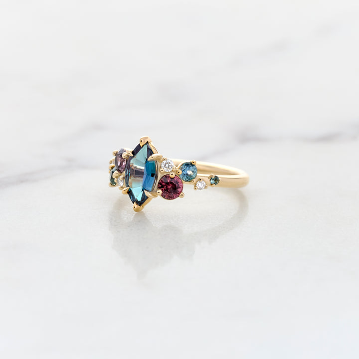 Alexandrite & Sapphire Cluster Ring